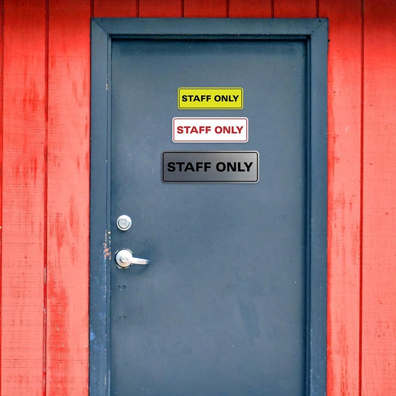 All Quality Standard Staff Only Wall or Door Sign | Easy Installation | Office Workplace Signs | Enhanced Security â€Œ - Silver - Large (1 Pack) - Image 5